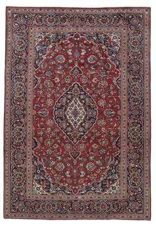 Keshan Rug 240X347 Black/Dark Red Wool, Persia