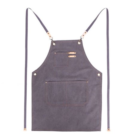 Canvas kökförkläde Barista Bartender Kock Frisörförkläde Catering Uniform Arbetskläder Anti-Dirty Overall (Mörkgrå)