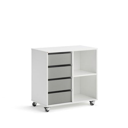 Schüleraufbewahrung CASPER, 4 Schubladen, 2 Fächer, weiß, grau