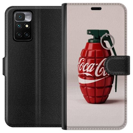 Kompatibel Tegnebogsetui til Xiaomi Xiaomi Redmi 10 Kunstnerisk illustration af Coca Cola granatæble i rødt og grønt, pop art inspireret motiv med