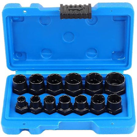 13-delad skruvutdragningsset 9,5 mm för skadade bultar, hjulmuttrar