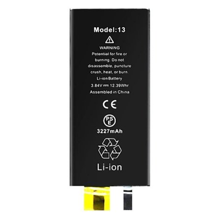 AVIZAR Akku iPhone 13:lle - Kapasiteetti 3227 mAh - Lithium Ion - Yhteensopiva - Musta