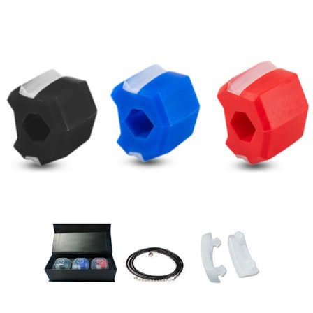 Kæbe træner Jawline træningsapparat i silikone 3-pak