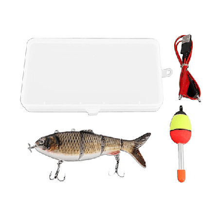 Robotic Swimming Lure Multi Jointed Rechargeable Electric Fishing Lure Med Grønt LED Lys