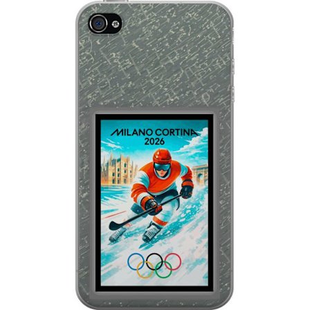 Kompatibel Mobilcover til Apple iPhone 4s Curling illustration med spillere og sten på isen, Milano Cortina 2026, snedækkede stænk og olympiske rin