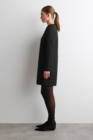 COS Women's Vestido Corto Estructurado De Mezcla De Lana in Negro