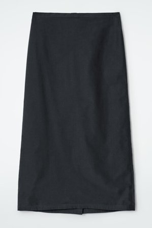 COS Women's Cotton Drawstring Midi Skirt in Navy
