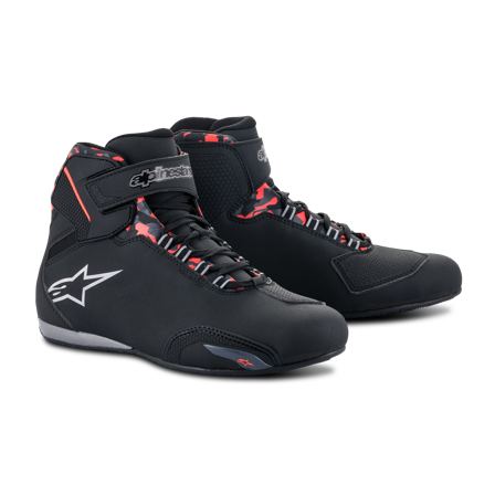 Scarpe Moto Alpinestars Sektor WP Nero/Grigio/Rosso Fluo 42