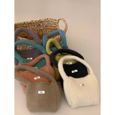 Handmade Knitted Handbag Minimalist Wool Woven Shoulder Bag Korean Solid Versatile Student Commuting Pouch Shopper Autumn Winter