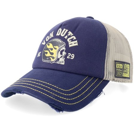 Von Dutch - Crew Screen Retro Blue/White Trucker Trucker Blue Cap - @ Hatstore