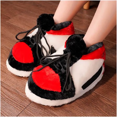 Mub- AJ bomullstofflor är roliga stora bomullsskor hemma Red and white shoes G