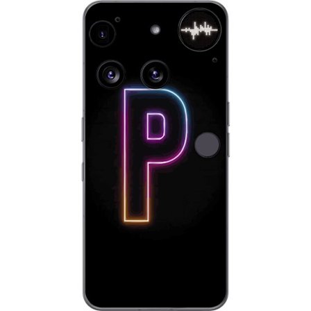 Kompatibel Mobilcover til Nothing Nothing Phone (3) Minimalistisk neonbogstav P i farvegradient og lyseffekt mod sort baggrund i digital neonstil