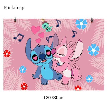 Disney Lilo Stitch Födelsedagsfest Dekoration Barn Stitch Tema Bordsartiklar Set Ängel Ballonger Grattis Banner Tillbehör För Tjej Favor