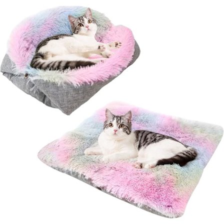 Katteseng Hundeseng Dobbelt Brug Hunde Tæppe Kat Kat Kurv Kat Rede Hundehus Kat Komfortabel Varm Hus Hvalp Ultra Blød Fluffy Pude Kurv, B, 1stk