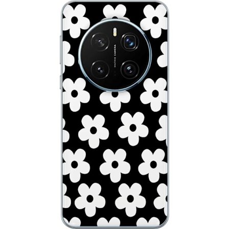 Kompatibel Mobilcover til Honor Honor Magic7 Pro Sorthvidt blomstermønster i minimalistisk skandinavisk design med stærk kontrast og tidløs grafisk