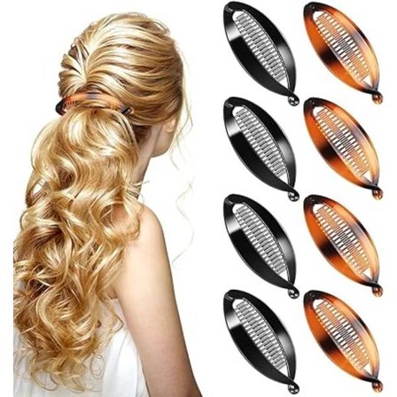 Sorte, Sort Kaffe Farve, Banan Clips, 8 Stk Banan Fisk Hår Clips til Sport Daglig Liv Arbejde og Fisk Form Hai