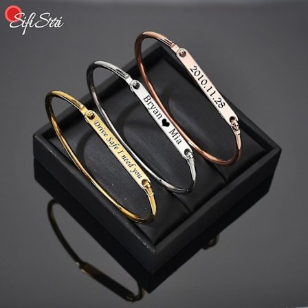 Sifisrri Personliga Armband Gravera Namn Armband Rostfritt Stål