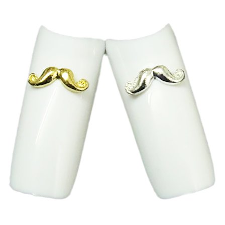 10 kpl metallisia viiksikynsikoristeita hopea/kulta