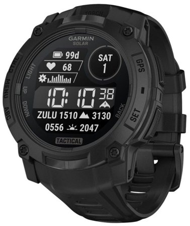 Garmin Instinct 3 45 mm Solar Tactical Edition Svart med Svart Armband