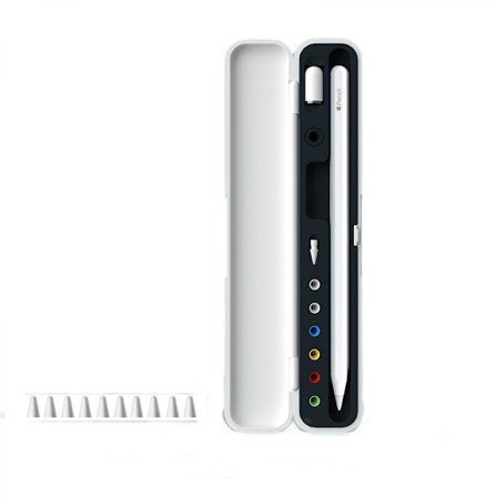 Bæreveske for Apple Pencil 2. generasjon og 1. generasjon Oppbevaringsboks med lokk Penn Beskyttelsesetui Støtdempende med klistremerke Ni