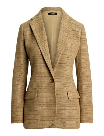 Herringb Linen-Blend Tweed Blazer Brown Lauren Ralph Lauren