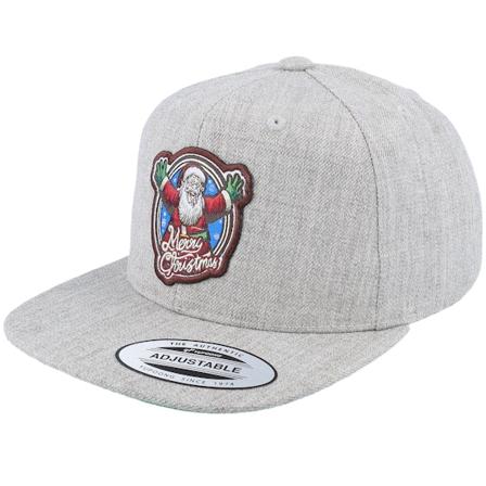 Kiddo Cap - Kids Merry Christmas Santa Heather Grey Snapback Snapback Grey Cap - @ Hatstore