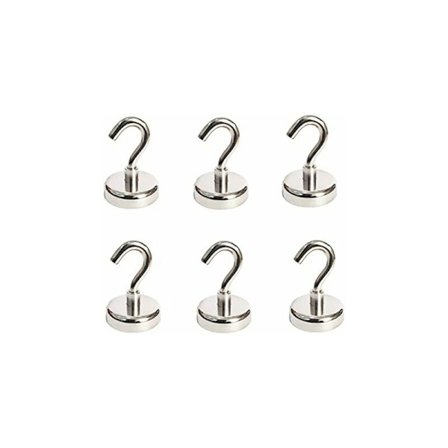 6 stk. magnetiske kroge 18LB træk ekstra stærke neodym magnetkroge, magnetiske kroge heavy duty, magneter med krog til køleskab, heavy duty krydstogt