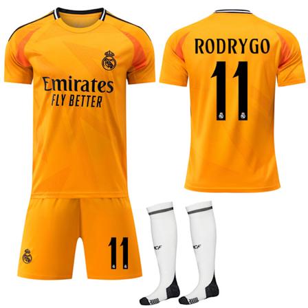 2024 Real Madrid Borta Orange tröja nr 11 Rodrygo fotbollströja No.11 Rodrygo #24(130-140 cm)