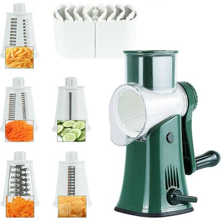Grønnsakshøvel, multifunksjonell ostehøvel med 5 trommelblader, kjøkkenmandoliner, grønnsakskutter