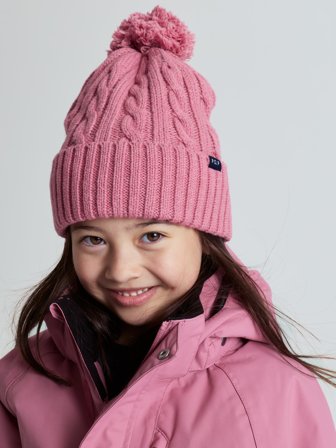 Polarn O. Pyret - Cable knit hat wool blend - 52|54 - Childrenswear - pink