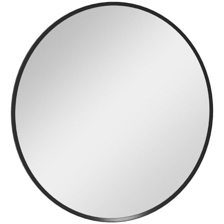 Rootz rundt sort badeværelsesspejl - Vægmonteret makeupspejl - Indretning til hjemmet - aluminiumsramme - Ø61cm x 10mm - Ideel gave til enhver lejligh