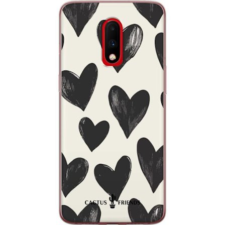 Yhteensopiva Puhelinkuori OnePlus OnePlus 7 Cactus and Friends - Bold Black Love Pattern