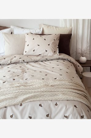 Borganäs of Sweden - Pussilakanasetti Humla, 2 osaa - Beige - Pussilakanasetit - 150X210 - - Homeroom