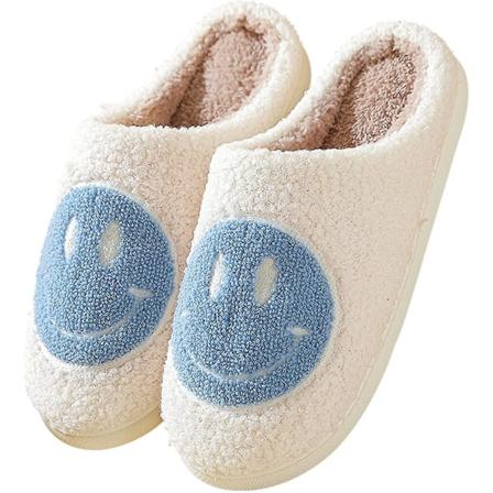 Smiley Face Tofflor För Kvinnor Och Män, Retro Mysig Bekväm Plysch Varm Slip-on Happy Face Tofflor Vinter Preppy Tofflor Mjuka Fluffiga Hustofflor 