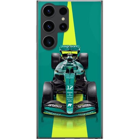 Yhteensopiva Puhelinkuori Samsung Samsung Galaxy S24 Ultra Aston Martinin Formula 1 -auto vihreässä kilpailumuotoilussa, jossa on moderni studiosent