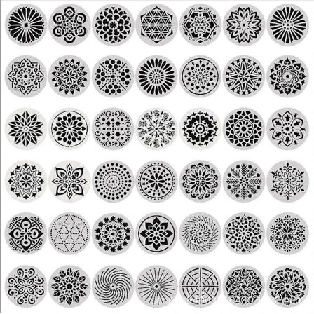 42-delers Mandala Blomsterornament Maler, Blomsterornament Maler Mandala Malerverktøy for Kunstprosjekter Vegger