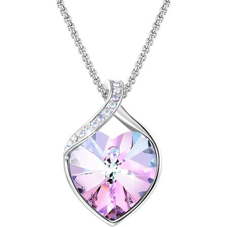 Halskæder til kvinder, Love Heart Pendant Halskæder til kvinder Krystal Vedhæng i sølv med kubisk Valentinsdag til datter mor kone kæreste