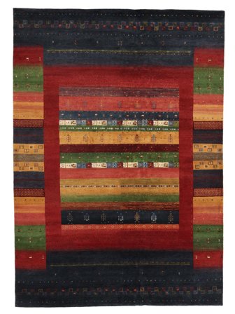 Gabbeh Loribaft Rug 262X368 Black/Dark Red Large Wool, India