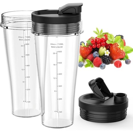 1 st Blender Ersättningsdelar Kompatibla med Ninja, 24oz Ninja Blenderkoppar med Lock