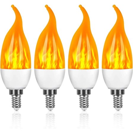 4-pakke 3W E14 LED-lys pære med flammeeffekt, 3 lysmoduser, dekorativ lyspære