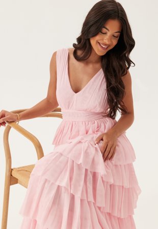 Bubbleroom Occasion - Tulle Frill Gown - Light pink - Kläder