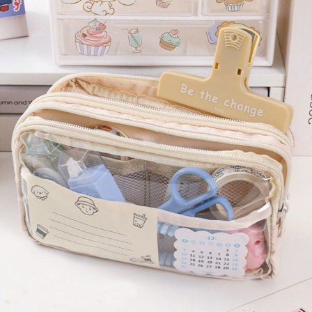 Lynlås blyanttaske brevpapiretui BEIGE