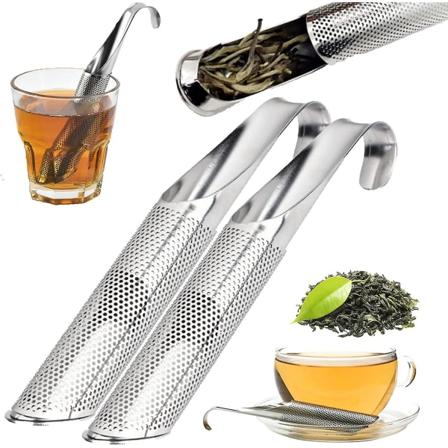 Teeball 2-pack Rostfritt Stål Teeball För Lös Te Rostfritt Stål Teinfuser, för Lös Te, Kaffe Ros Blomma, Lång Handtag Te Filter Stick Pipe T
