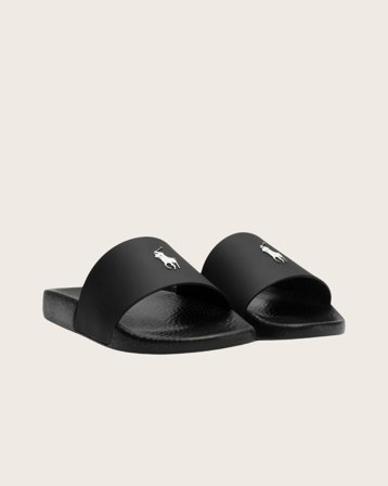 Polo Ralph Lauren Signature Pony Slide Svart Sandaler Unisex - Kids Brand Store