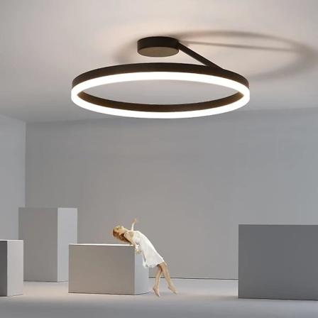 LED Taklampe Sirkel Moderne Svart Hvit 40cm Flush Mount