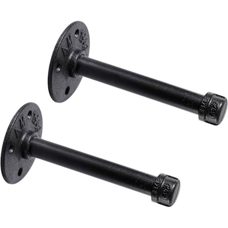 1/2" Industrielle sorte jernrørhyllebraketter, rustikke veggmonterte DIY-hyllebraketter hengende tilpassede rørbraketter for flytende hyller (2, 6")