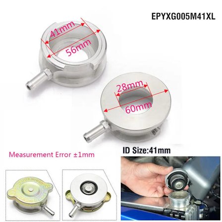 HUB Sports - Svejs på Radiator Påfyldningsstuds ID 41mm eller 32mm M/ 1/8 " NPT Overløbsport Billet Aluminium Med Hætte EPYXG005M