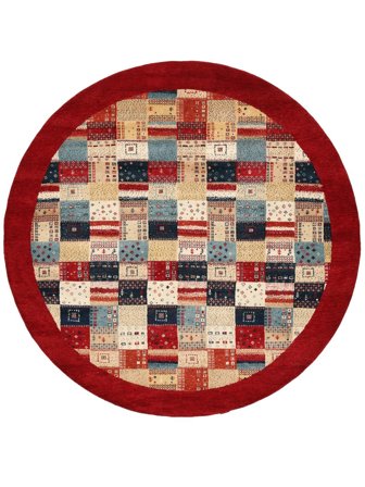 Ø 241 Tapete Gabbeh Loribaft Moderno Redondo Vermelho Escuro/Bege (Lã, Índia) Carpetvista