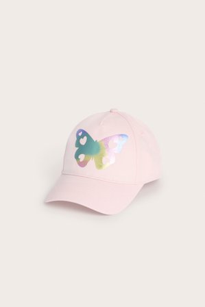 Kappahl | Czapka z daszkiem, z motylem Jasnoróżowy 48/50 | Jasnoróżowy