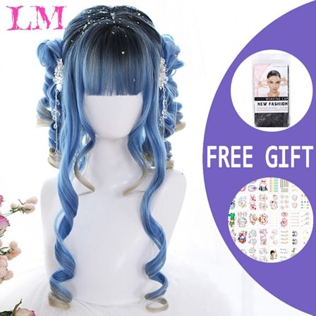 Lång Ombre färgglad syntetisk cosplay Lolita Harajuku peruk med B #4 #27